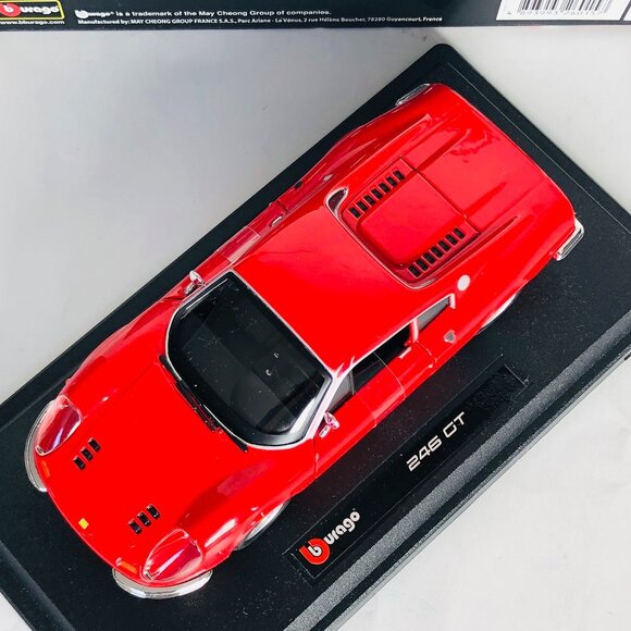 Burago Red Ferrari Dino 246  GT 1/24 Alloy Car Diecast Model With Box Brand New - Picture 13 of 16